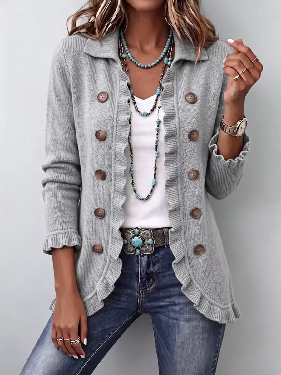 Eloísa | Heather Gray Ruffled Knit Jacket