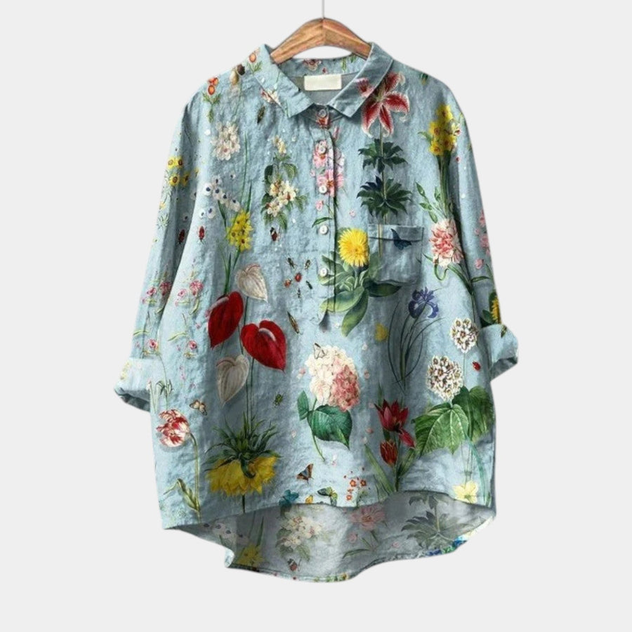 Melinda | Strawberry Botanical Blouse
