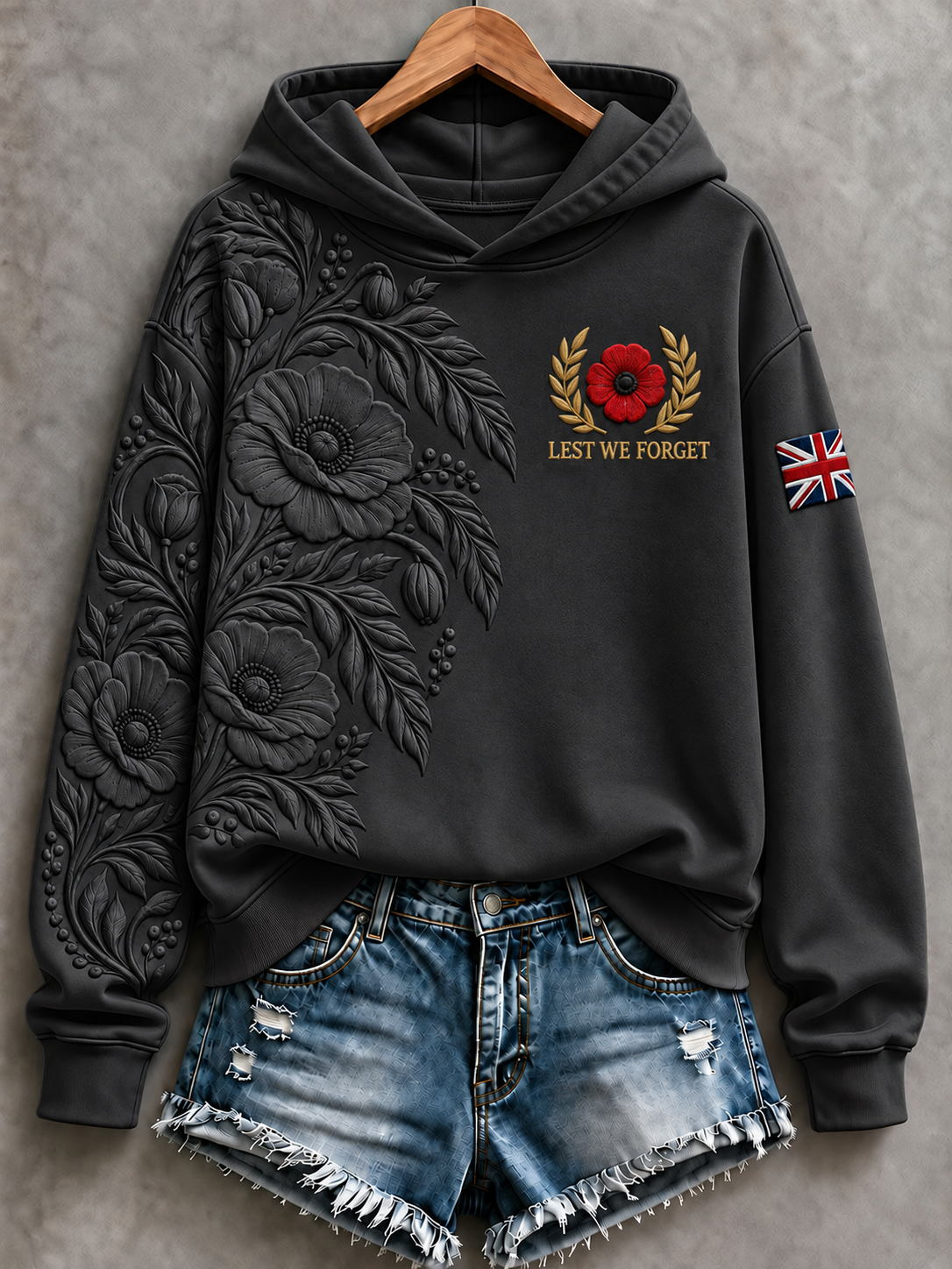 Women's Remembrance Day Regular Sweatshirt in Black