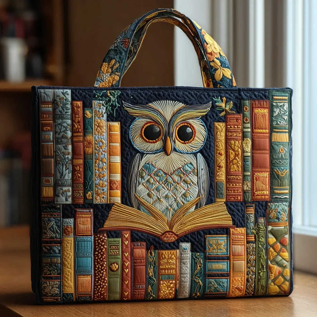 Tote Padded Bag - Owl and Antique Books