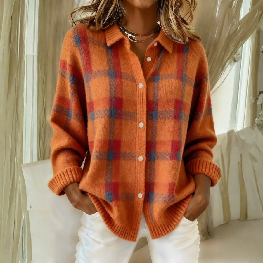Olivia | Checked Knit Cardigan
