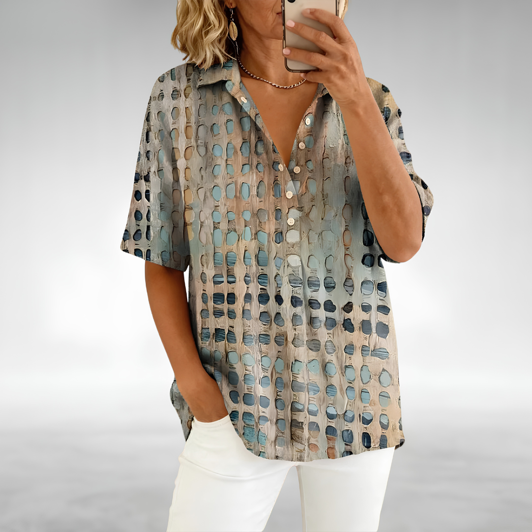 Melody | Abstract Dot Short-Sleeve Blouse
