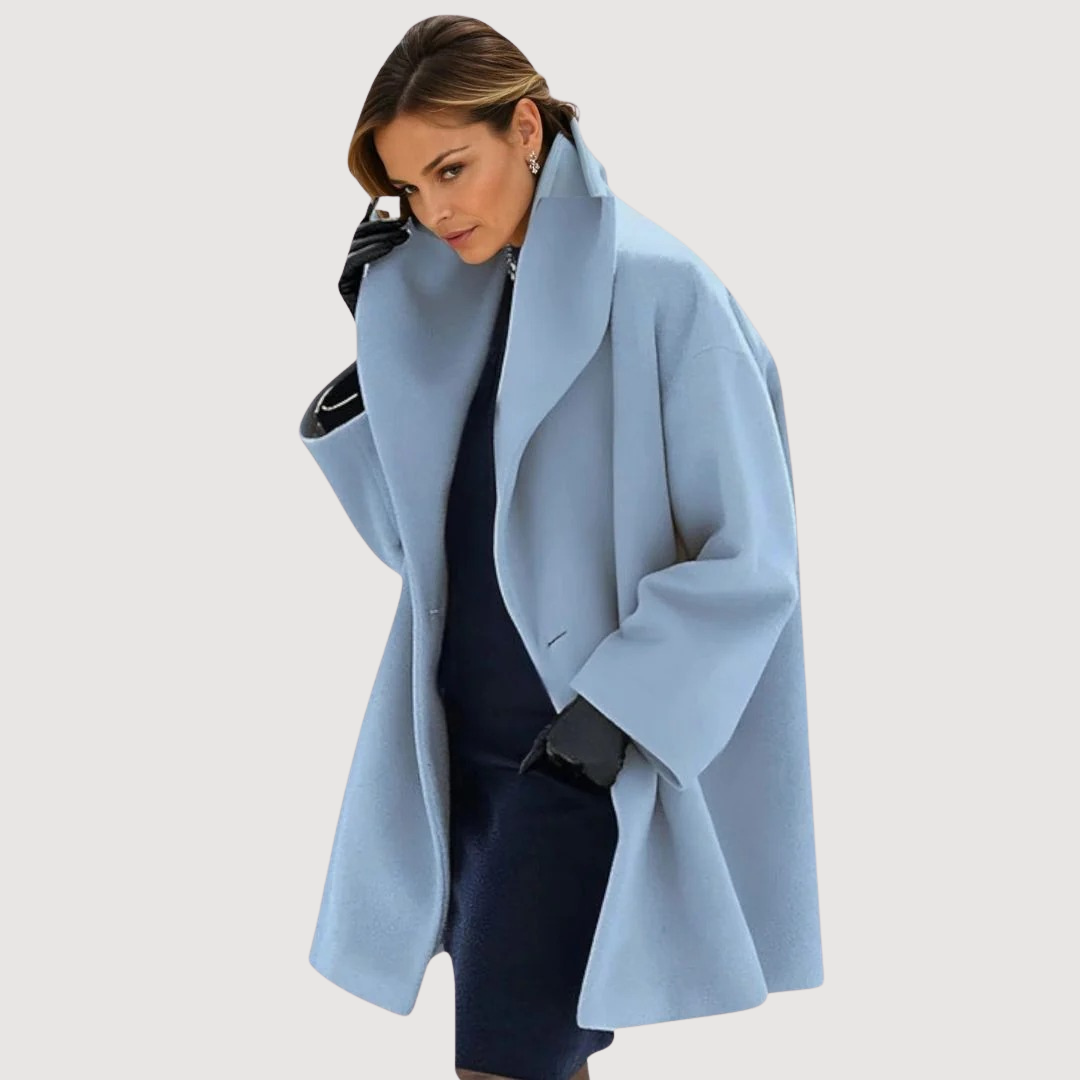 Morgana relaxed soft collar winter coat in Blue