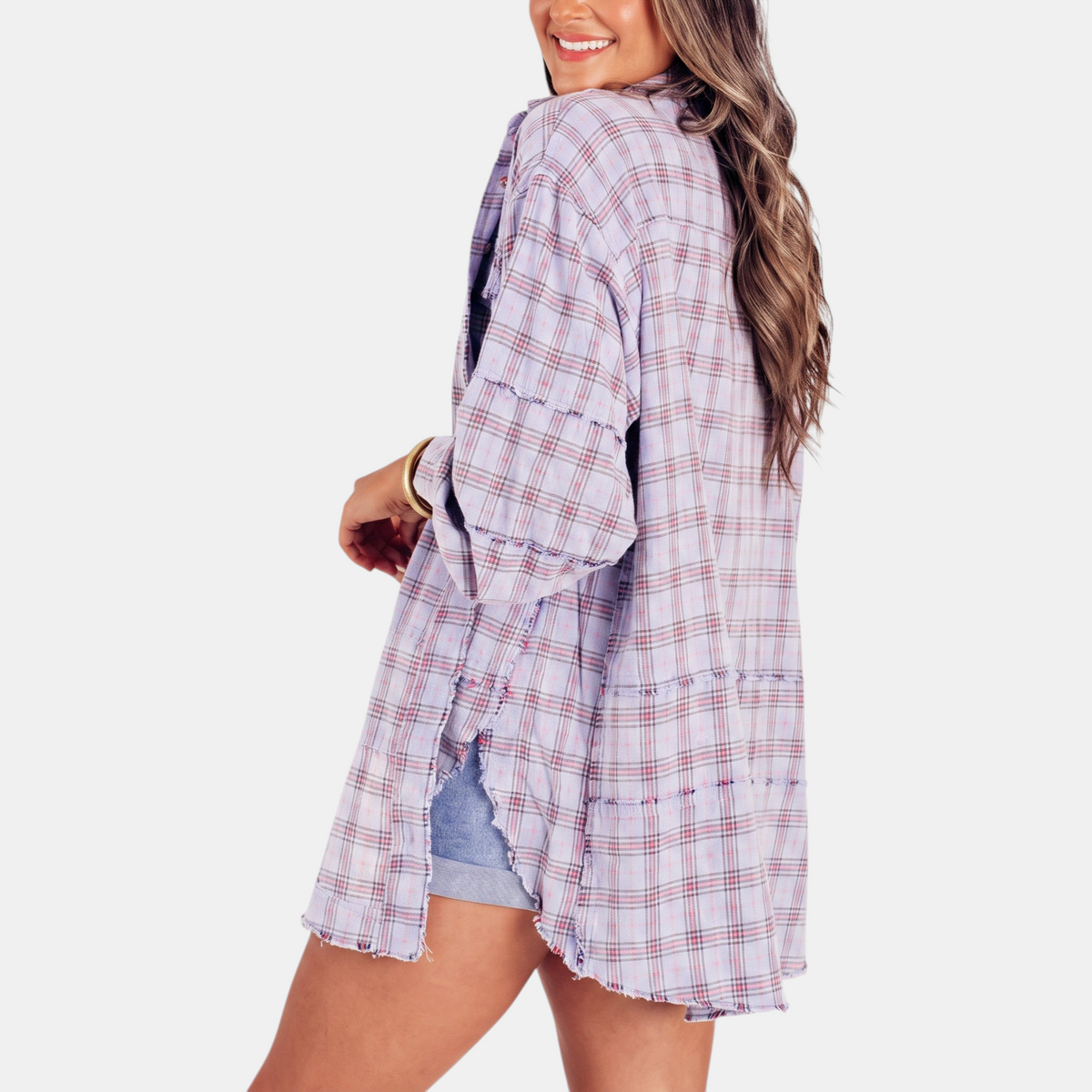 Hazel | Raw Hem Flannel Shirt