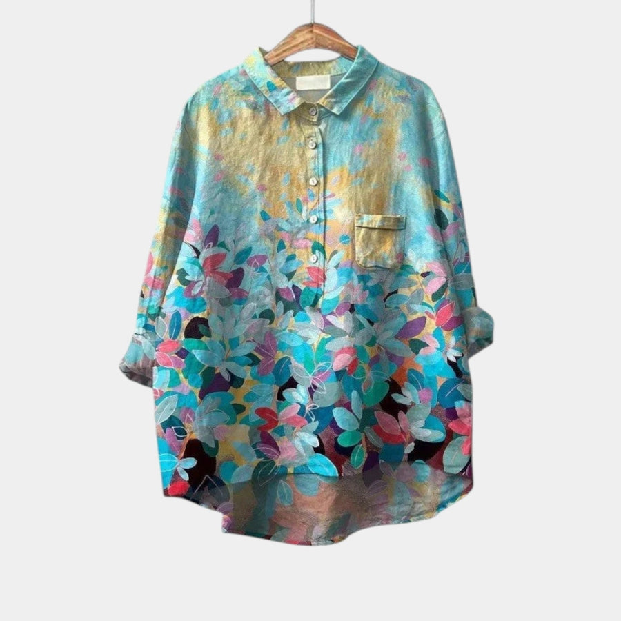 Imu | Turquoise Petal Print Blouse