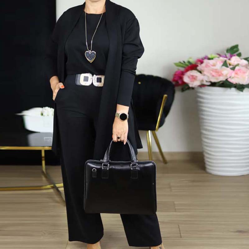 Elegant 3-Piece Set Including Long Cardigan, Top, and Pants