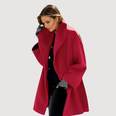 Morgana relaxed soft collar winter coat in Red