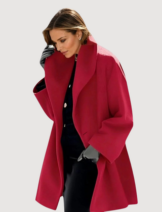Morgana relaxed soft collar winter coat in Red