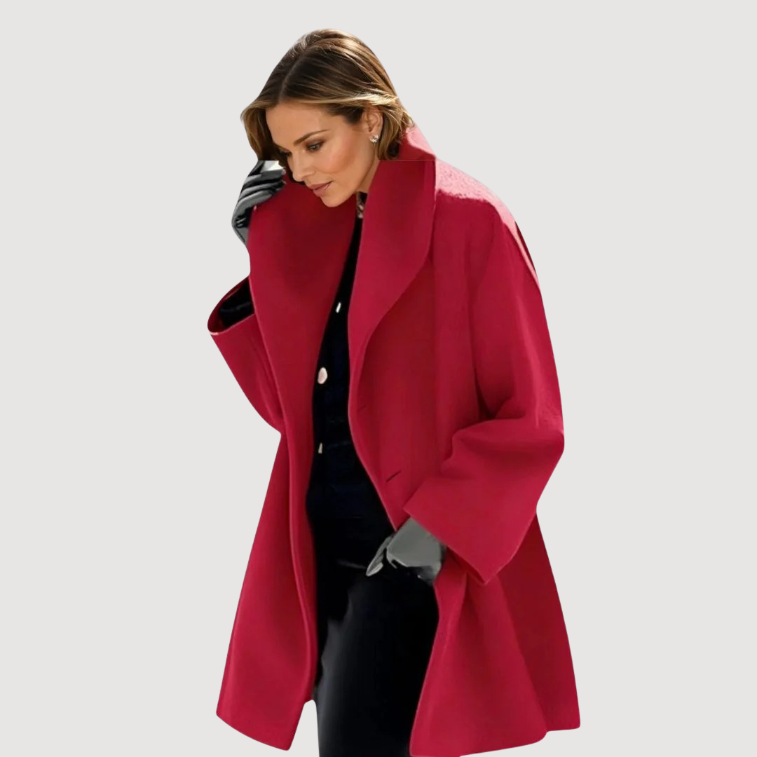 Morgana relaxed soft collar winter coat in Red