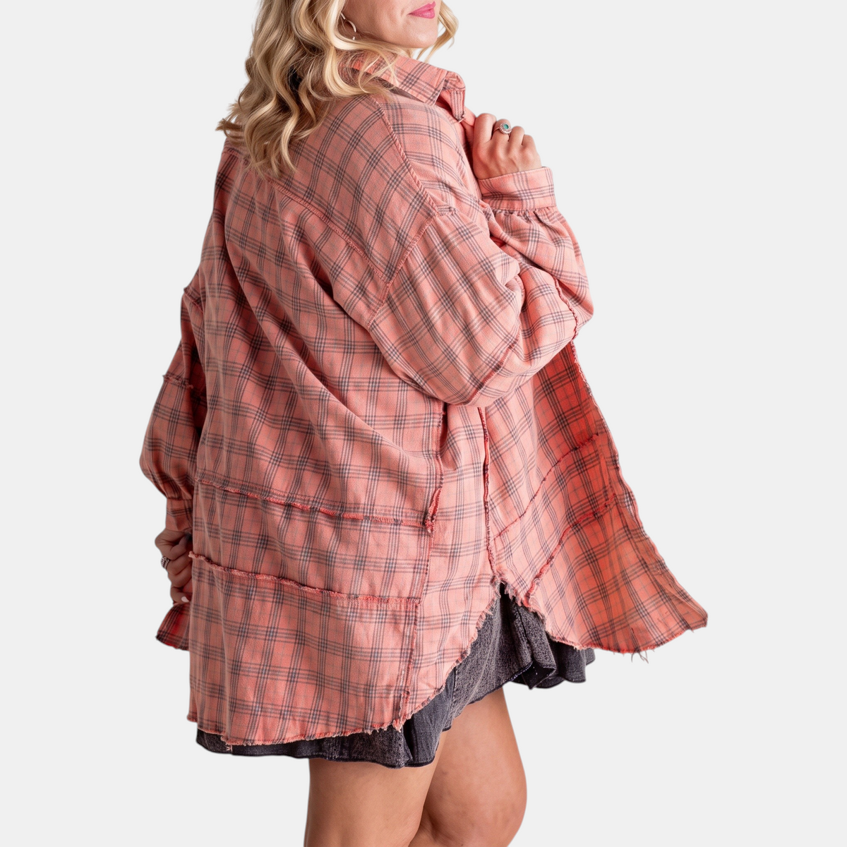 Hazel | Raw Hem Flannel Shirt