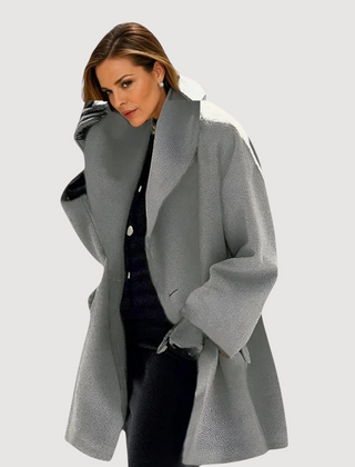 Morgana relaxed soft collar winter coat in Grey