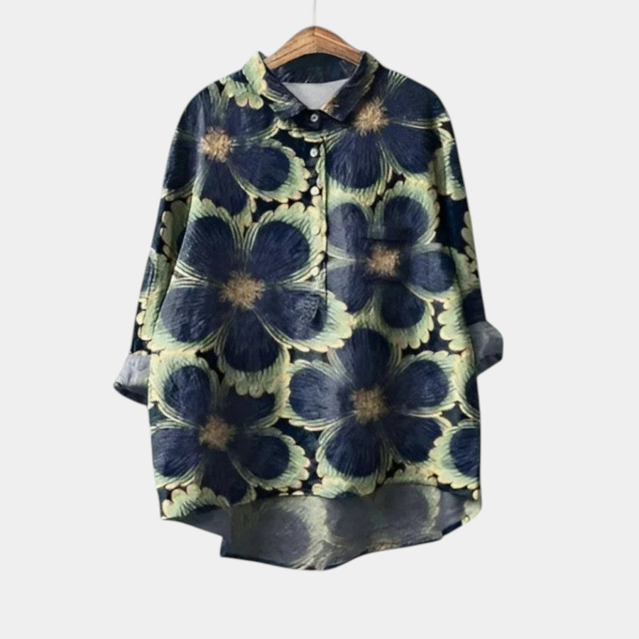 Daliyah | Navy Graphic Floral Blouse