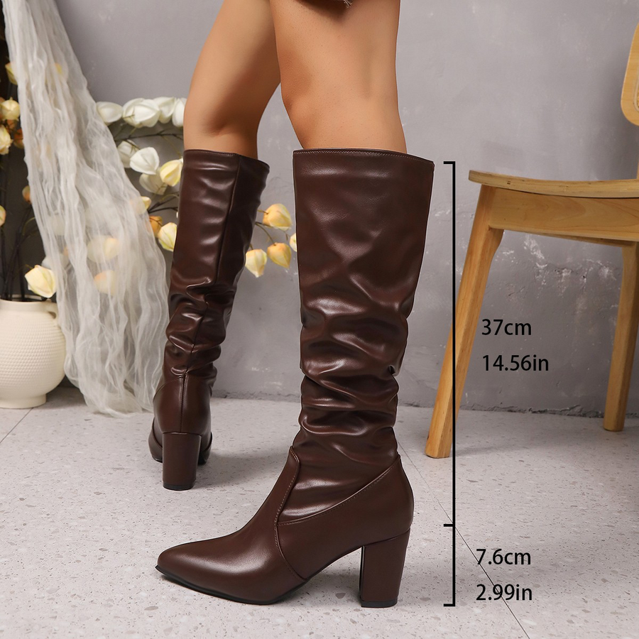 Delphina | Slouch-Detail Knee-High Boots