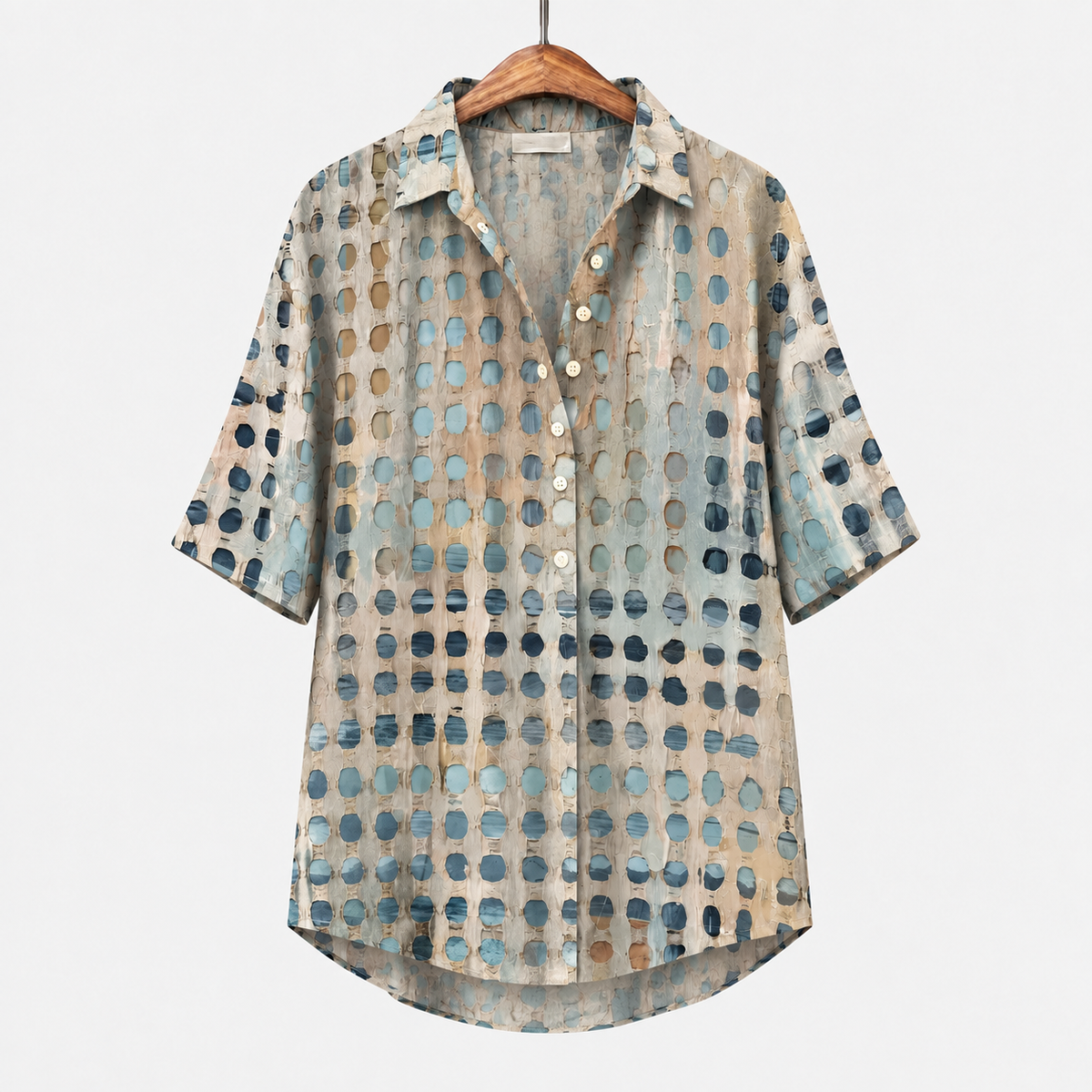 Melody | Abstract Dot Short-Sleeve Blouse