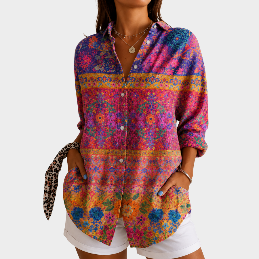 ISABELLA | VIBRANT GARDEN MOSAIC BLOUSE