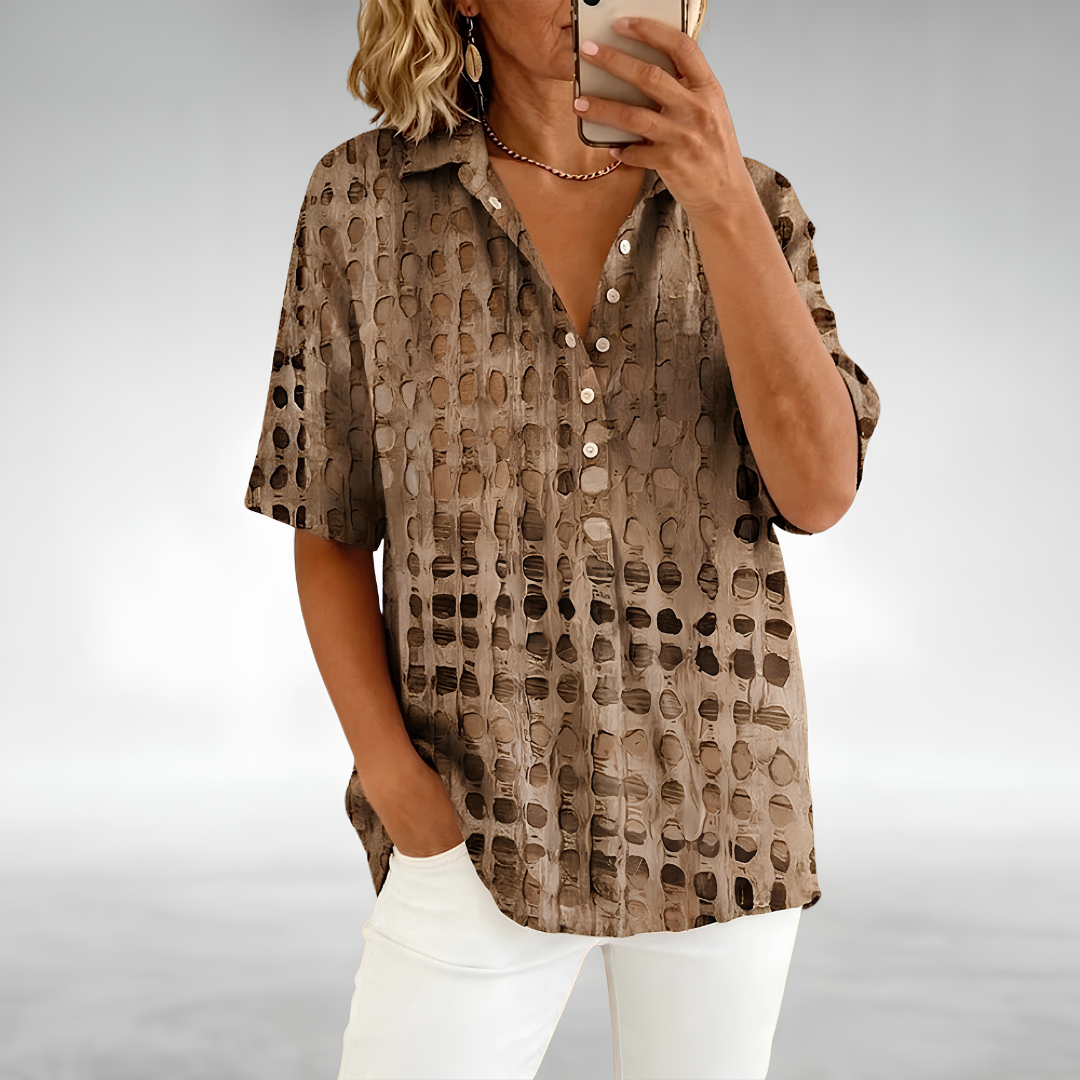 Melody | Abstract Dot Short-Sleeve Blouse