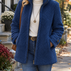Rebecca stand collar zip jacket in Blue