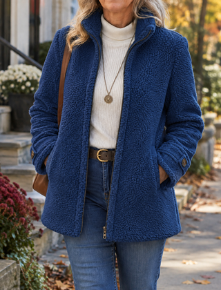 Rebecca stand collar zip jacket in Blue