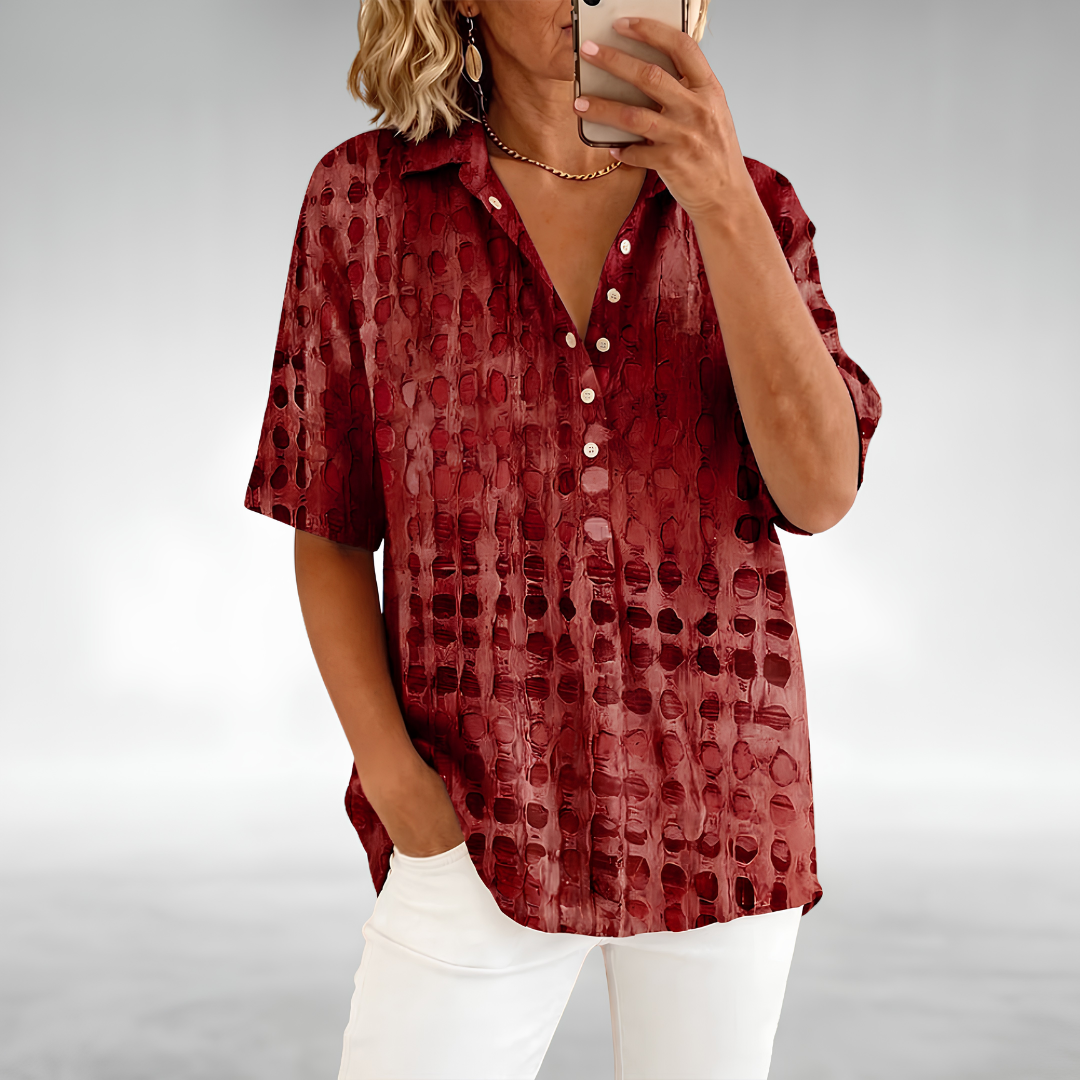 Melody | Abstract Dot Short-Sleeve Blouse