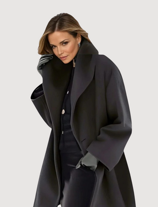 Morgana relaxed soft collar winter coat in Black