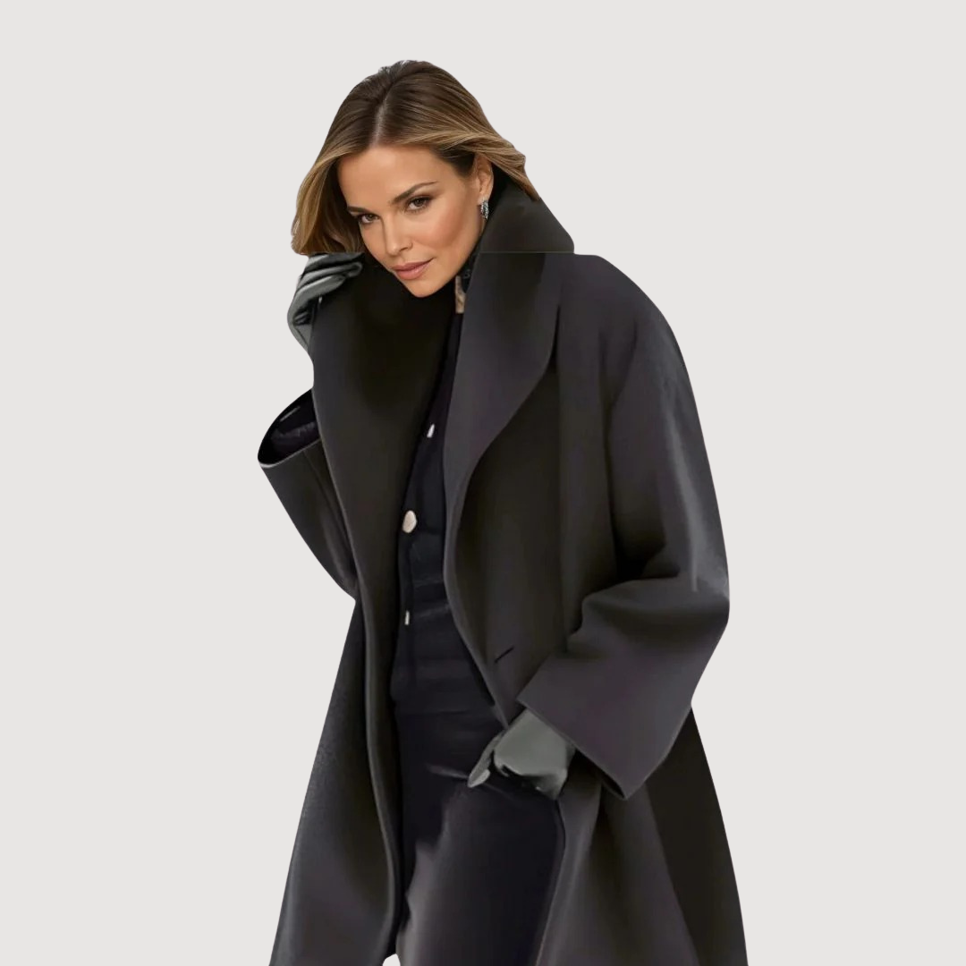 Morgana relaxed soft collar winter coat in Black