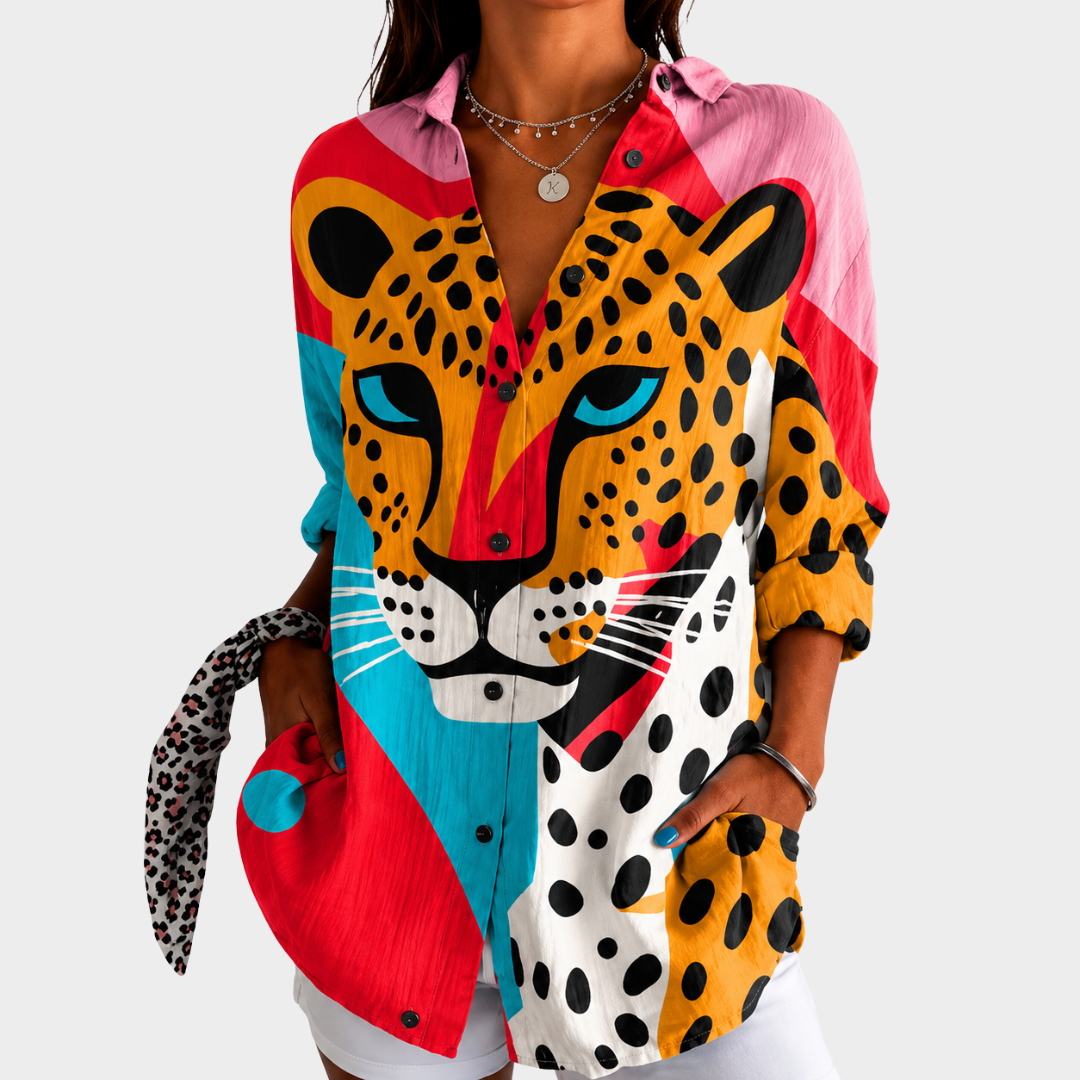 BROOKLYN | BOLD LEOPARD FACE BLOUSE