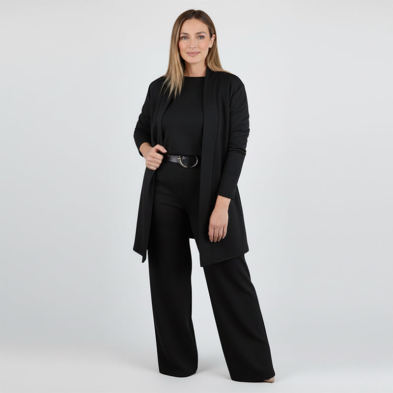Elegant 3-Piece Set Including Long Cardigan, Top, and Pants