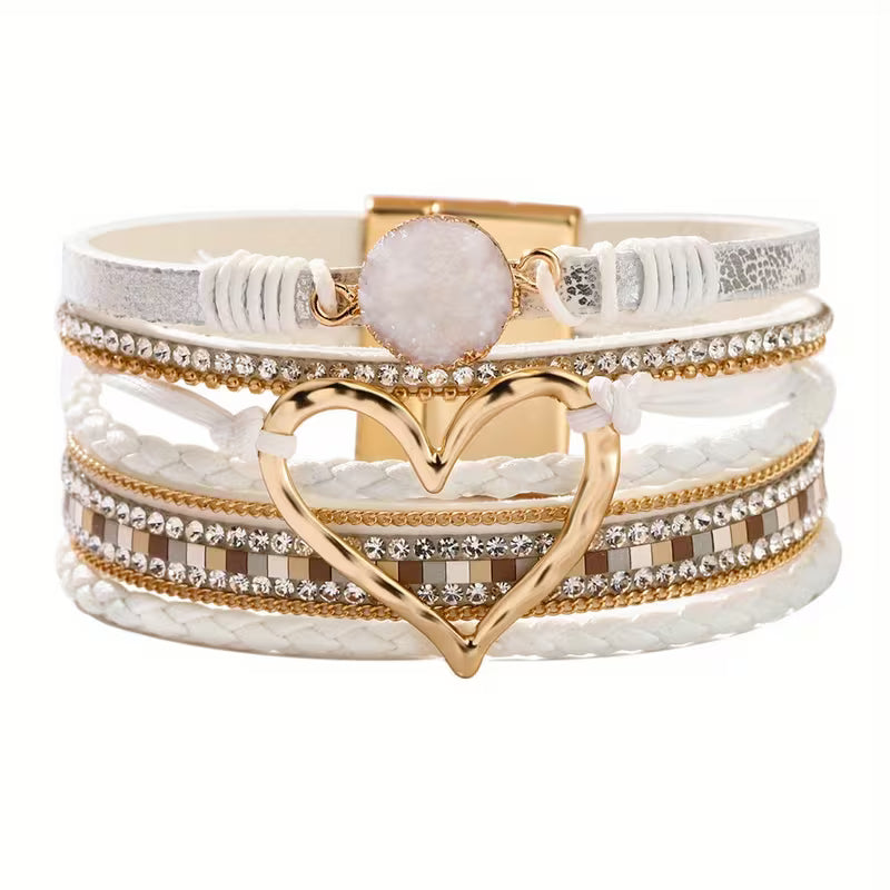 Ophelia | Layered Heart Cuff Bracelet