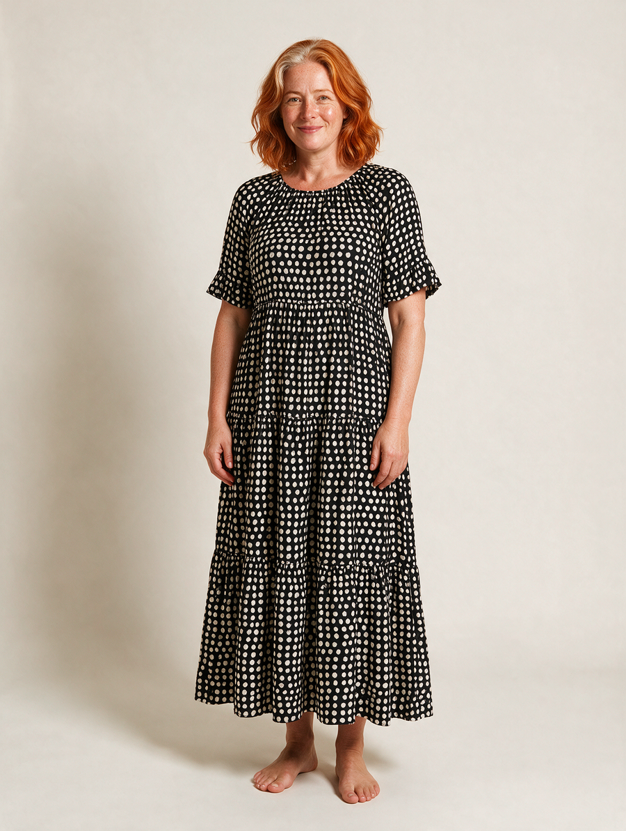 Short-Sleeve Midi Dress
