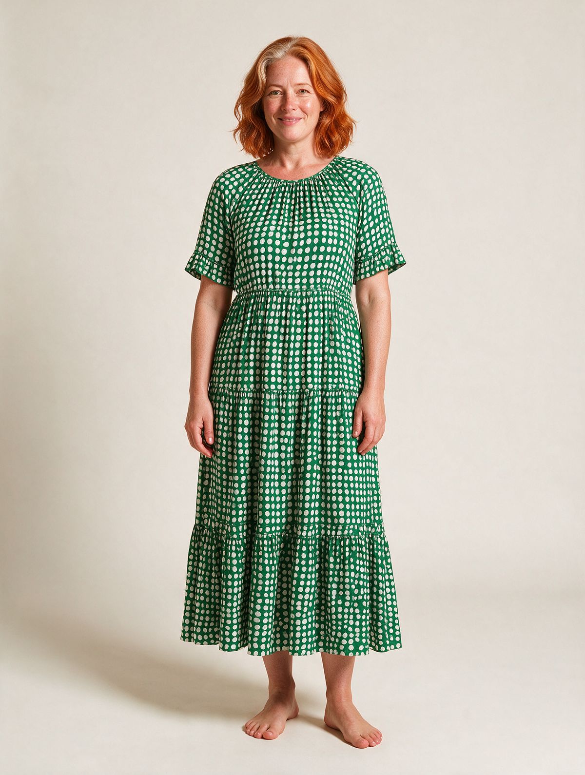 Short-Sleeve Midi Dress
