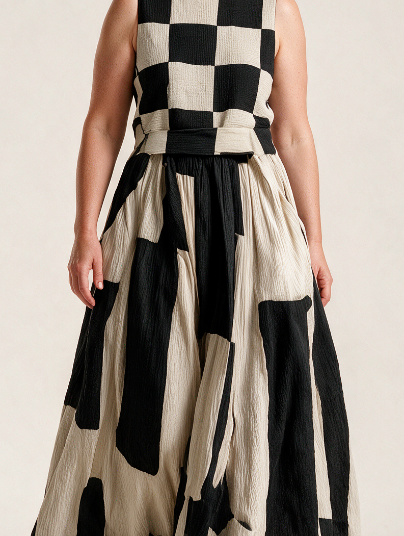 Audrey | Contrast Panel Sleeveless Maxi Dress