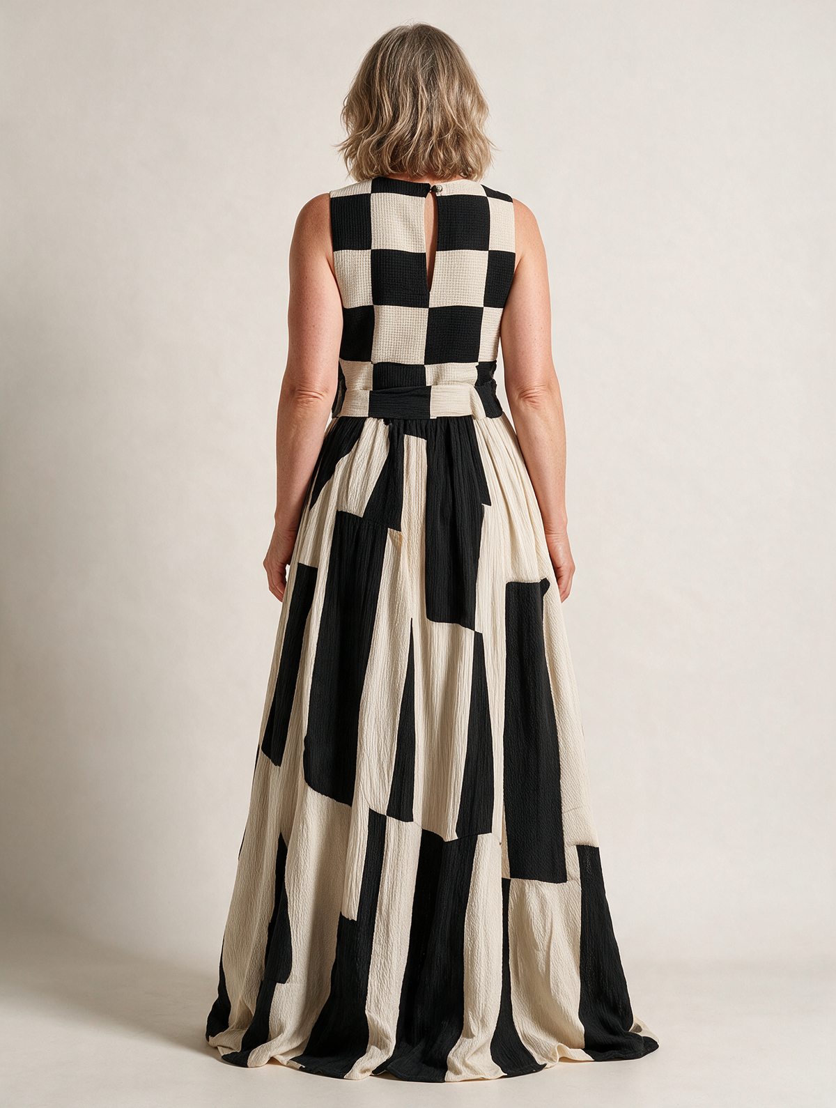 Audrey | Contrast Panel Sleeveless Maxi Dress