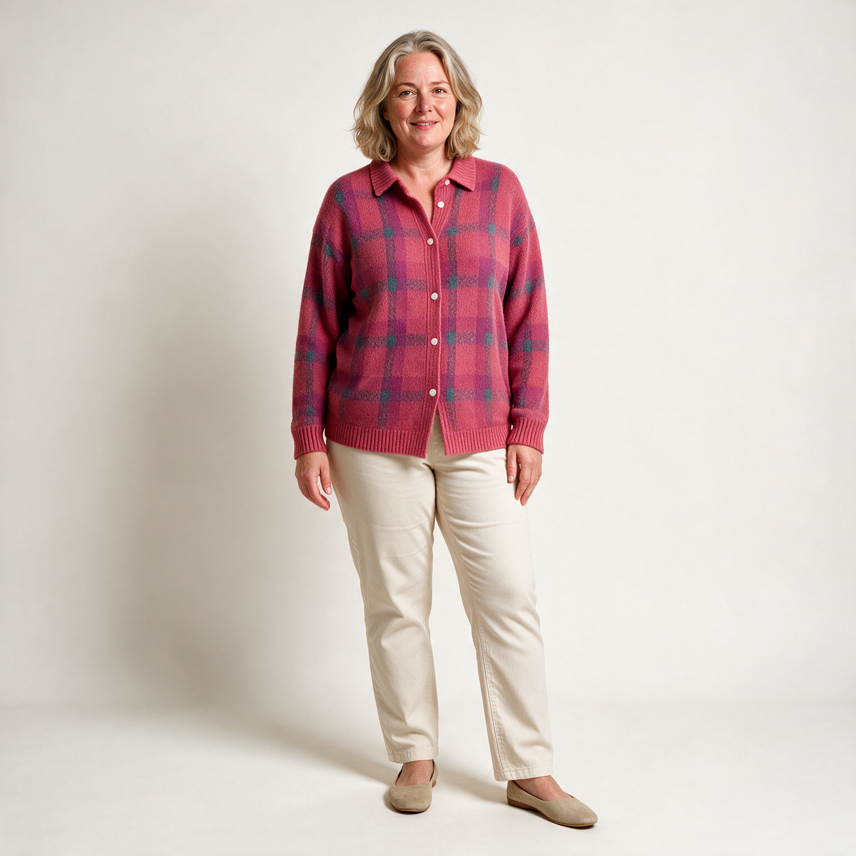 Bronwyn | Relaxed Collared Plaid Cardigan
