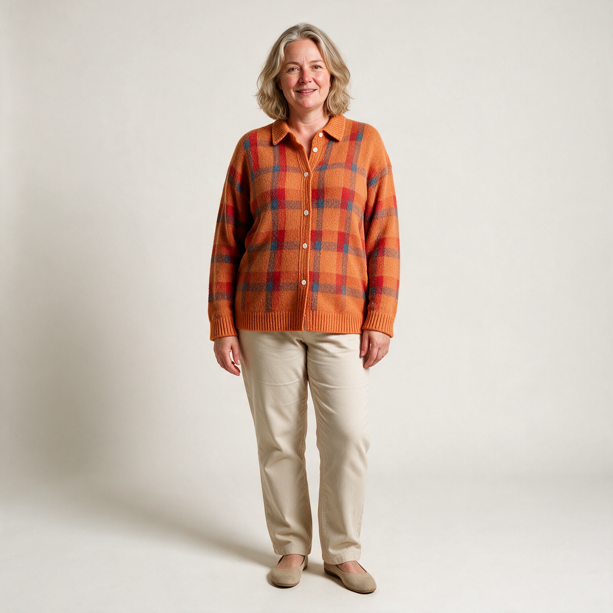 Elinor | Checked Button Up Knit Cardigan