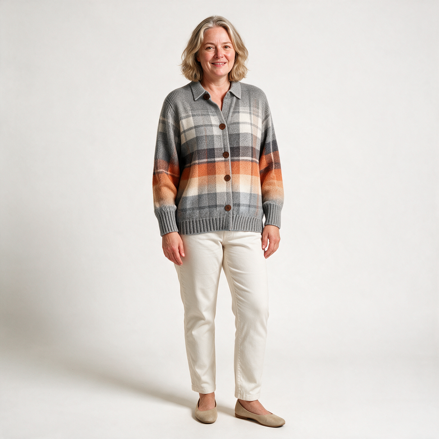 Sandra | Cosy Checked Cardigan