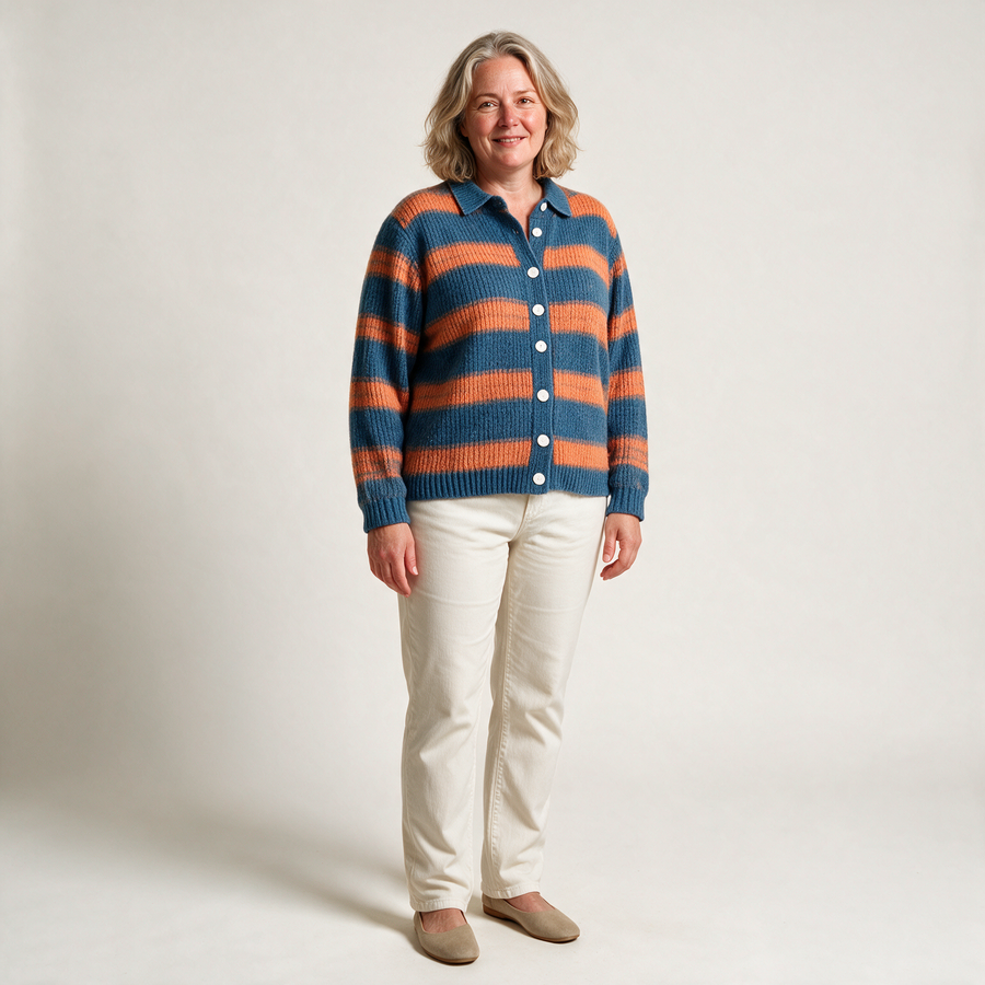 Tegan | Striped Button Front Cardigan
