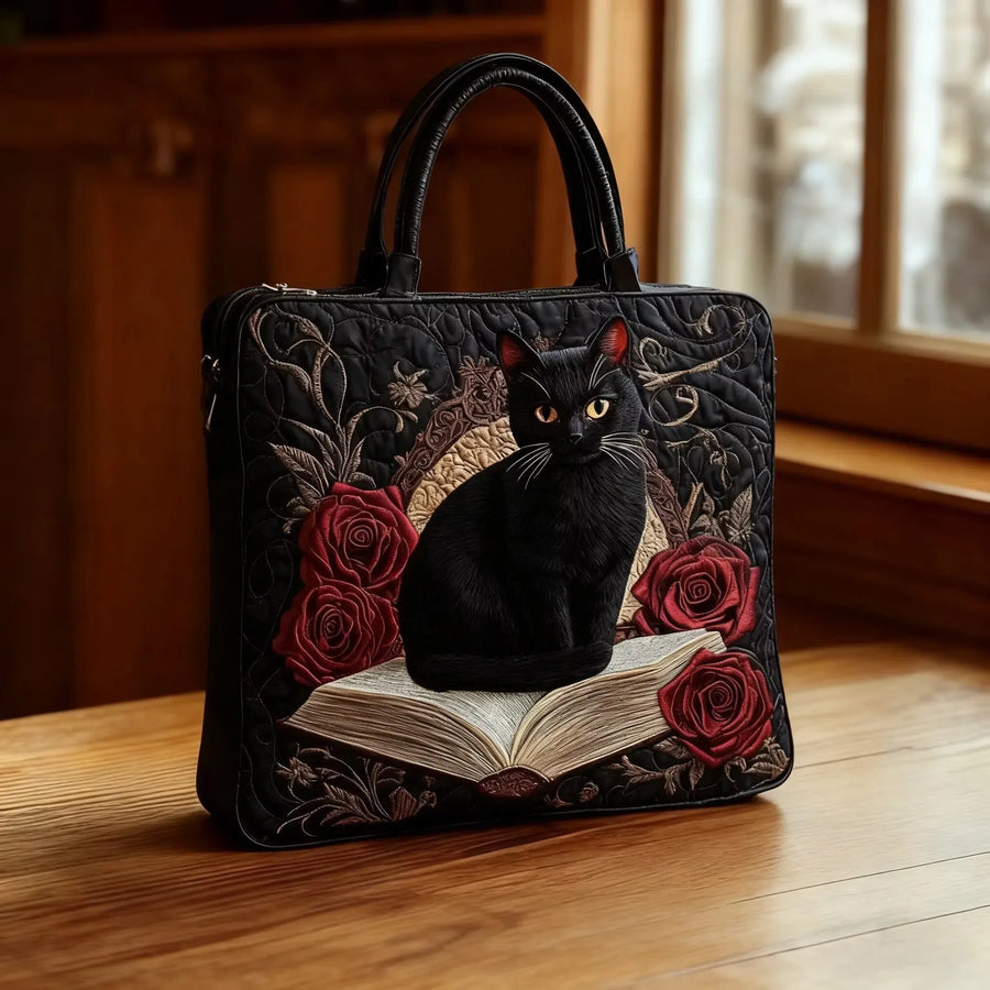 Tote Padded Bag - Black Cat & Books