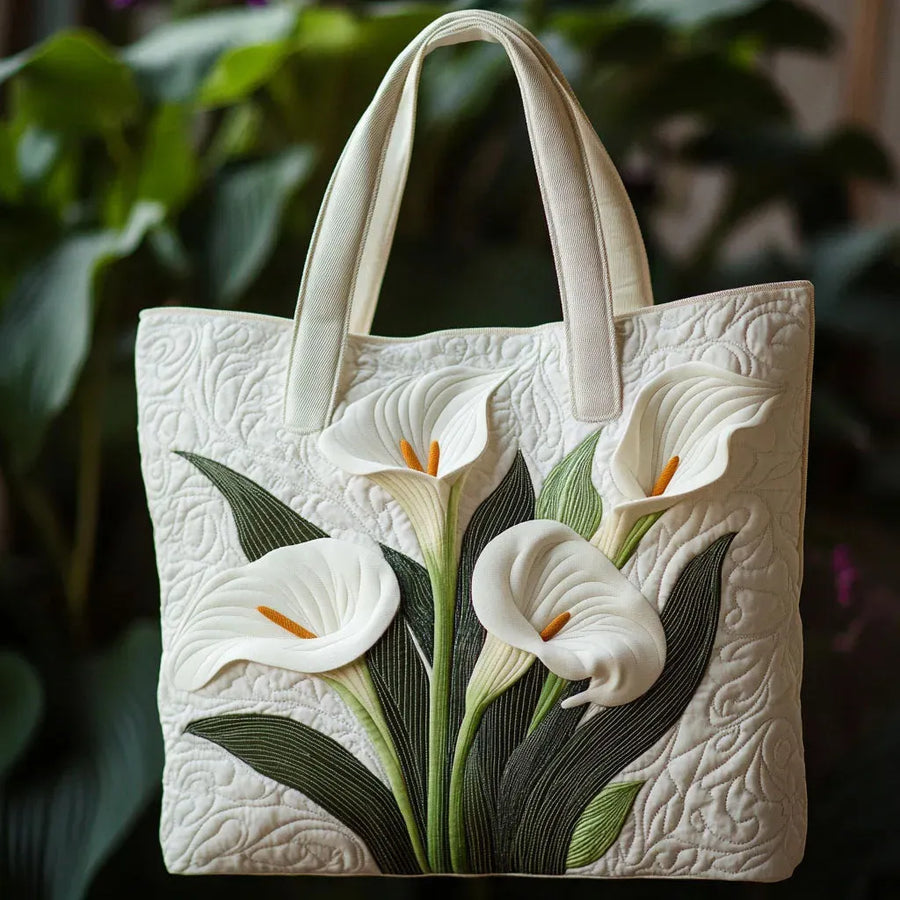 Tote Padded Bag - White Sunflowers