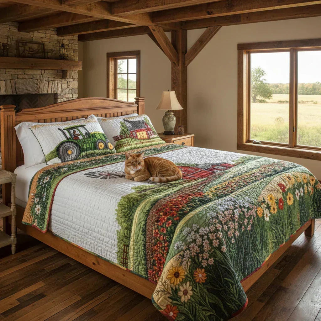 Country Farm 3-Piece Quilted Bedding Set