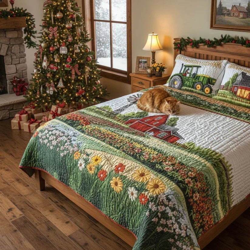 Country Farm 3-Piece Quilted Bedding Set