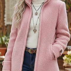 Vanessa sherpa full zip fleece jacket in Pink