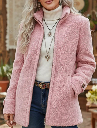 Vanessa sherpa full zip fleece jacket in Pink