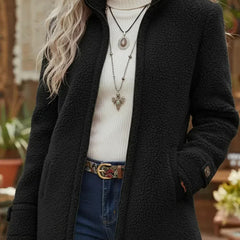 Vanessa sherpa full zip fleece jacket in Black