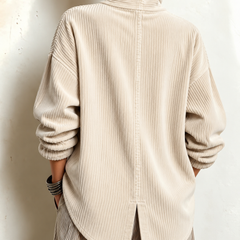 Amber corduroy button up top in Cream