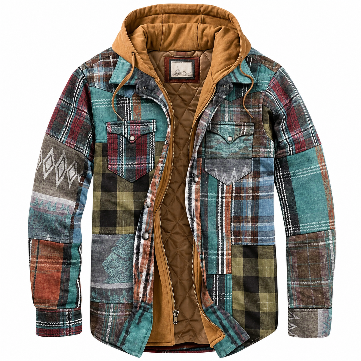 Octavia Teal Patchwork flannel jacket