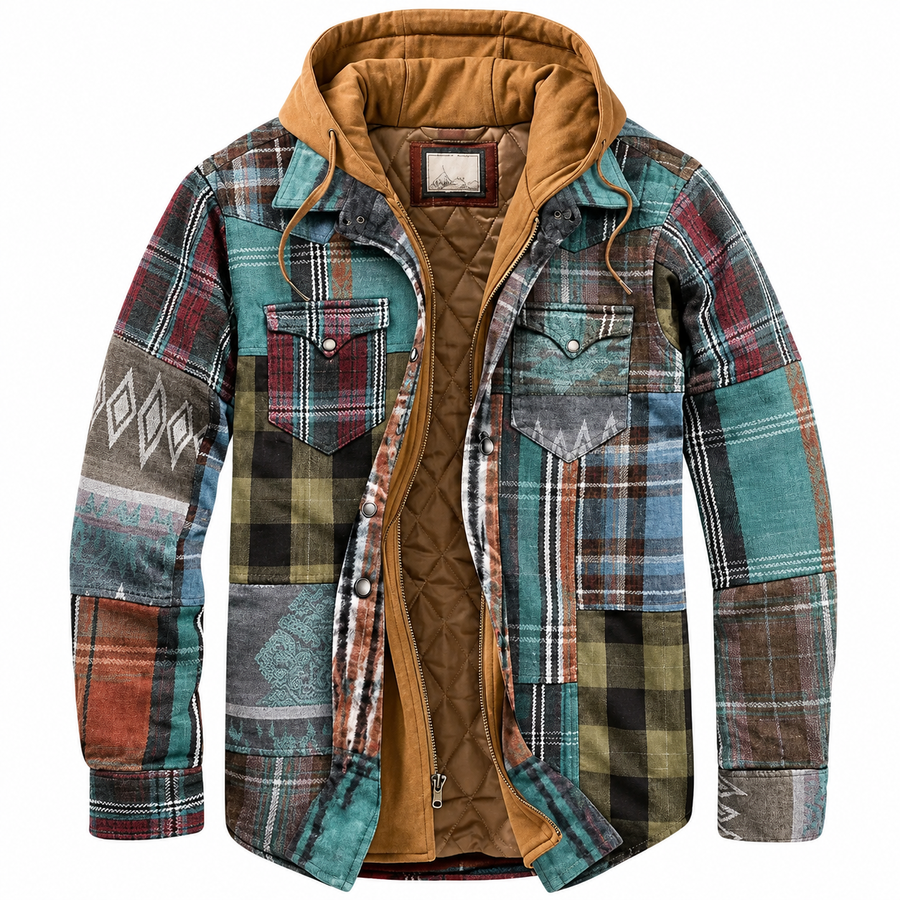 Octavia Teal Patchwork flannel jacket