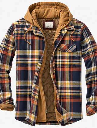 Octavia Navy Orange Plaid flannel jacket