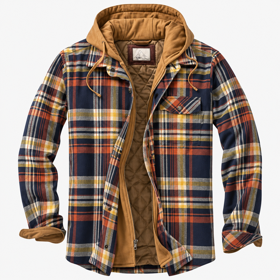 Octavia Navy Orange Plaid flannel jacket