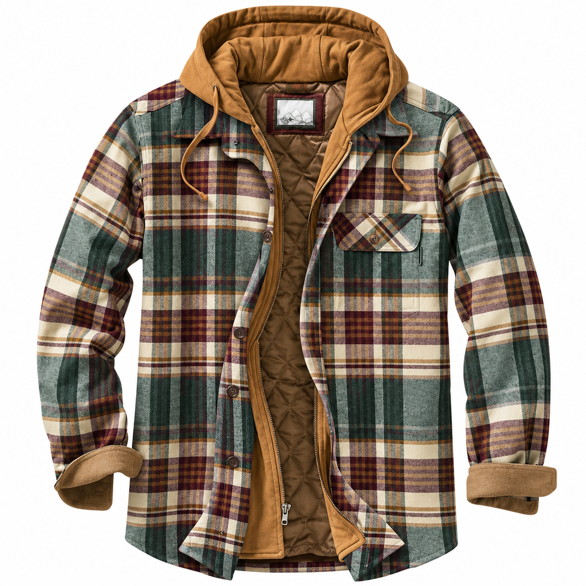 Octavia Forest Cream Check flannel jacket