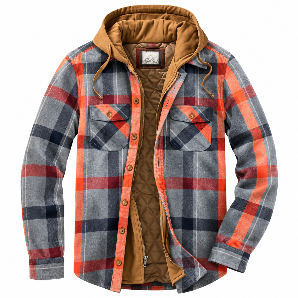 Octavia Grey Orange Plaid flannel jacket